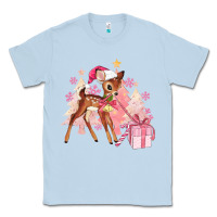 Dusty Blue reindeer pink christmas Classic Tee - MaliasSmallBusiness