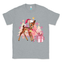 Heather Grey reindeer pink christmas Classic Tee - MaliasSmallBusiness