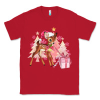Red reindeer pink christmas Classic Tee - MaliasSmallBusiness