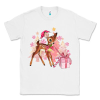 White reindeer pink christmas Classic Tee - MaliasSmallBusiness