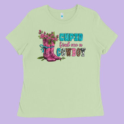 Velantines Day Cupid Find Me A Cowboy Ladies Tee Designed By Adodesignshop