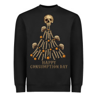 Black Happy Consumption Day Heavyweight Sweatshirt - RanaPortraitStore
