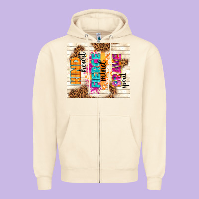 Kind Heart Fierce Mind Brave Spirit Zipper Hoodie Designed By Tumblerdesignbyshophia