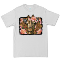 Dove Grey Western Floral Giraffe Premium Tee - LillyAllenDesigns