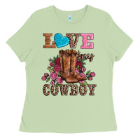 Matcha valentines day love my cowboy Ladies Tee - AdoDesignShop