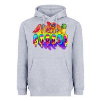 Heather Grey Hello Summer Tie Dye Heavyweight Hoodie - CowCowDesign