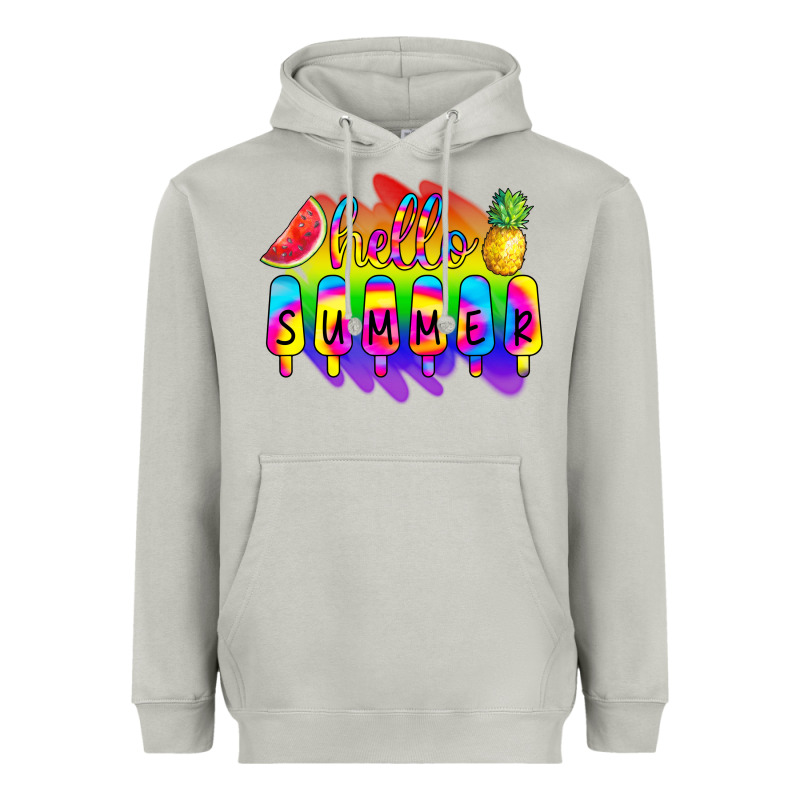 Hello Summer Tie Dye Heavyweight Hoodie by CowCowDesign | Teevron