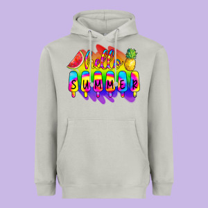 Hello Summer Tie Dye Heavyweight Hoodie Designed By Cowcowdesign