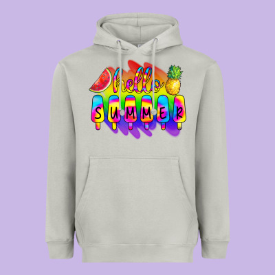 Hello Summer Tie Dye Heavyweight Hoodie Designed By Cowcowdesign