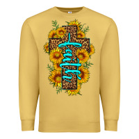 Antique Gold faith sunflower leopard cross olivia Premium Sweatshirt - OliviaCreatesArt