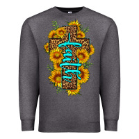 Charcoal Heather faith sunflower leopard cross olivia Premium Sweatshirt - OliviaCreatesArt