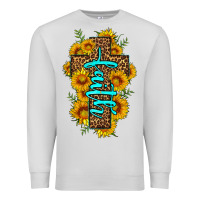 Dove Grey faith sunflower leopard cross olivia Premium Sweatshirt - OliviaCreatesArt