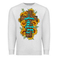 Oatmeal Heather faith sunflower leopard cross olivia Premium Sweatshirt - OliviaCreatesArt