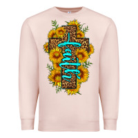 Faith Sunflower Leopard Cross Olivia Premium Sweatshirt | Teevron