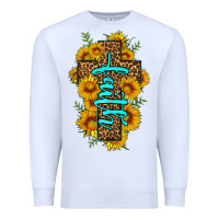 White faith sunflower leopard cross olivia Premium Sweatshirt - OliviaCreatesArt