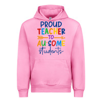 Fuchsia Pink Proud teacher to au-some students Urban Hoodie - CowhideDigitalArt