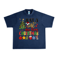 Navy just a girl who loves christmas Urban Heavy Tee - MaliasSmallBusiness