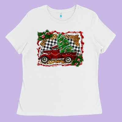 Christmas Truck With Christmas Tree Ladies Tee Designed By Ranaportraitstore