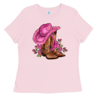Bubblegum Pink valentines day boots cowgirl hat and roses Ladies Tee - AdoDesignShop
