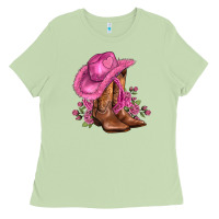 Matcha valentines day boots cowgirl hat and roses Ladies Tee - AdoDesignShop