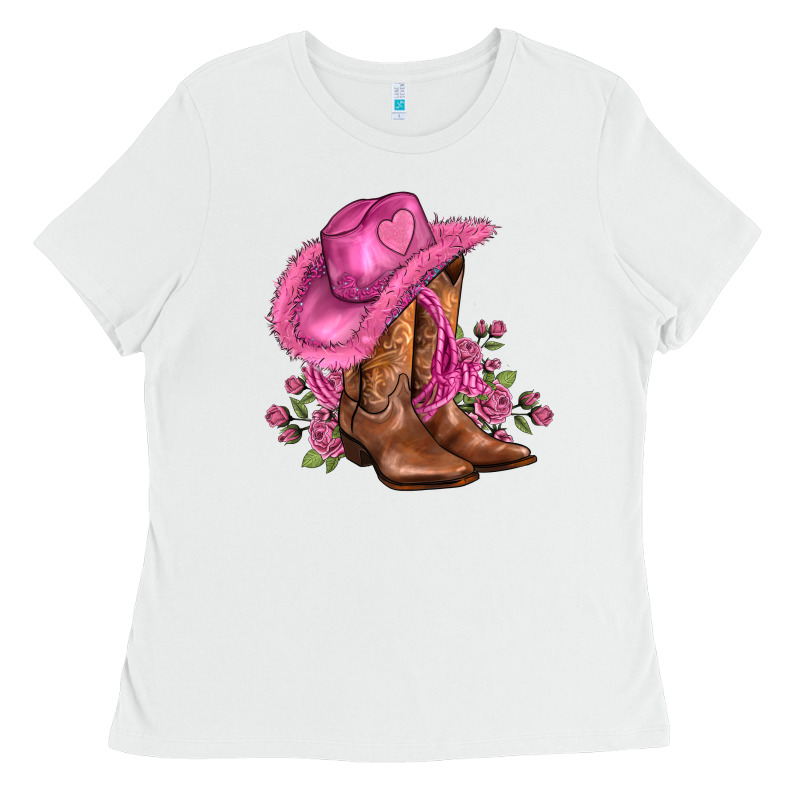 Valentines Day Boots Cowgirl Hat And Roses Ladies Tee by AdoDesignShop | Teevron