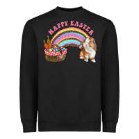 Black Happy Easter Bunny And Egg Basket Rainbow Heavyweight Sweatshirt - RanaPortraitStore