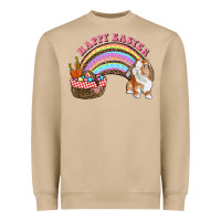 Mushroom Happy Easter Bunny And Egg Basket Rainbow Heavyweight Sweatshirt - RanaPortraitStore