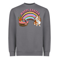 Storm Happy Easter Bunny And Egg Basket Rainbow Heavyweight Sweatshirt - RanaPortraitStore