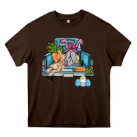 Chocolate Brown easter truck with gnome and rabbit Heavy Core Tee - AdoDesignShop