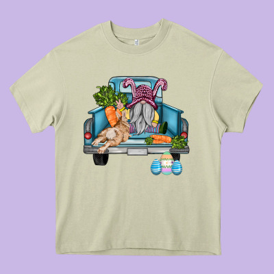 Easter Truck With Gnome And Rabbit Heavy Core Tee Designed By Adodesignshop
