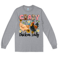 Heather Grey crazy chicken lady Long Sleeve Tee - Artiststas