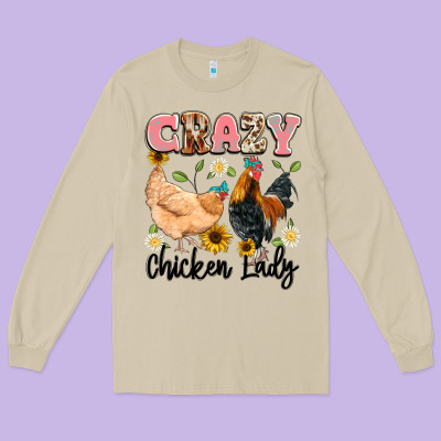 Crazy Chicken Lady Long Sleeve Tee Designed By Artiststas