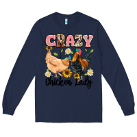 Navy crazy chicken lady Long Sleeve Tee - Artiststas