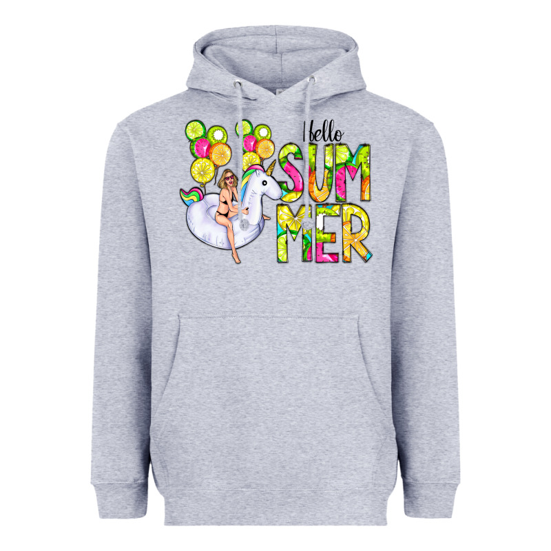 Hello Summer Unicorn Heavyweight Hoodie by CowCowDesign | Teevron