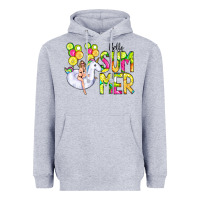 Heather Grey Hello Summer Unicorn Heavyweight Hoodie - CowCowDesign