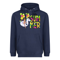 Navy Hello Summer Unicorn Heavyweight Hoodie - CowCowDesign