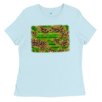 Baby Blue western leopard distressed background Ladies Tee - AdoDesignShop