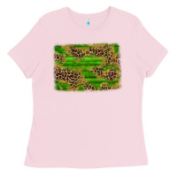 Bubblegum Pink western leopard distressed background Ladies Tee - AdoDesignShop