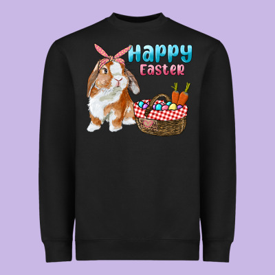 Happy Easter Bunny And Egg Basket Heavyweight Sweatshirt Designed By Ranaportraitstore