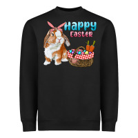 Black Happy Easter Bunny And Egg Basket Heavyweight Sweatshirt - RanaPortraitStore