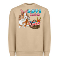 Mushroom Happy Easter Bunny And Egg Basket Heavyweight Sweatshirt - RanaPortraitStore