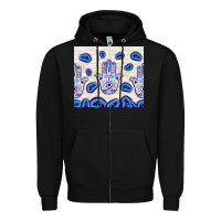 Black evil eyes with white wooden pattern Zipper Hoodie - TumblerDesignByShophia