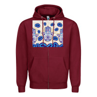 Burgundy evil eyes with white wooden pattern Zipper Hoodie - TumblerDesignByShophia