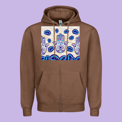 Evil Eyes With White Wooden Pattern Zipper Hoodie Designed By Tumblerdesignbyshophia