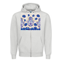Dove Grey evil eyes with white wooden pattern Zipper Hoodie - TumblerDesignByShophia
