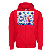 Red evil eyes with white wooden pattern Zipper Hoodie - TumblerDesignByShophia