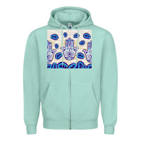 Seafoam evil eyes with white wooden pattern Zipper Hoodie - TumblerDesignByShophia