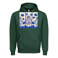 Sports Green evil eyes with white wooden pattern Zipper Hoodie - TumblerDesignByShophia