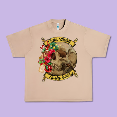 Sorta Merry Sorta Scary Skull Urban Heavy Tee Designed By Nancycooperartshop