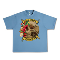 Pebble Blue Sorta merry sorta scary skull Urban Heavy Tee - NancyCooperArtShop
